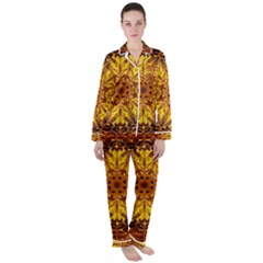 Abstract Gold Mandala Yellow Women s Long Sleeve Satin Pajamas Set	 by uniart180623