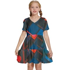 Minimalist Abstract Shaping Abstract Digital Art Minimalism Kids  Short Sleeve Tiered Mini Dress by uniart180623