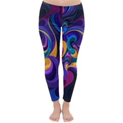 Colorful Waves Abstract Waves Curves Art Abstract Material Material Design Classic Winter Leggings by uniart180623