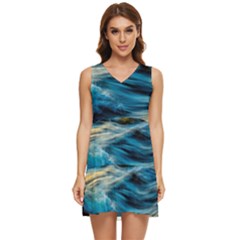 Waves Abstract Waves Abstract Tiered Sleeveless Mini Dress by uniart180623