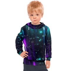 Abstract Building City 3d Kids  Hooded Pullover by uniart180623