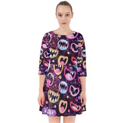 Funny Monster Mouths Smock Dress by uniart180623