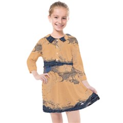 Waves Aesthetic Ocean Retro Sea Vintage Kids  Quarter Sleeve Shirt Dress by uniart180623