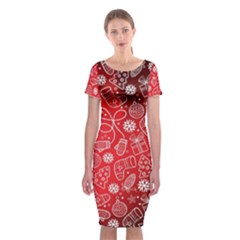 Christmas Pattern Red Classic Short Sleeve Midi Dress by uniart180623