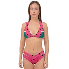 Watermelon Fruit Pattern Double Strap Halter Bikini Set by uniart180623