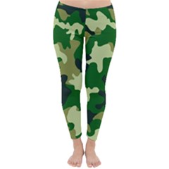 Green Military Background Camouflage Classic Winter Leggings by uniart180623