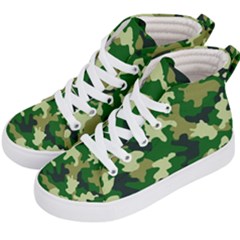 Green Military Background Camouflage Kids  Hi-top Skate Sneakers by uniart180623