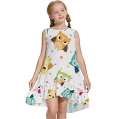 Owl Bird Kids  Frill Swing Dress by uniart180623