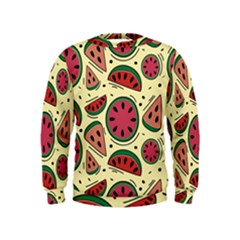 Watermelon Pattern Slices Fruit Kids  Sweatshirt by uniart180623