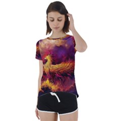 Phoenix Bird Short Sleeve Open Back Tee by uniart180623