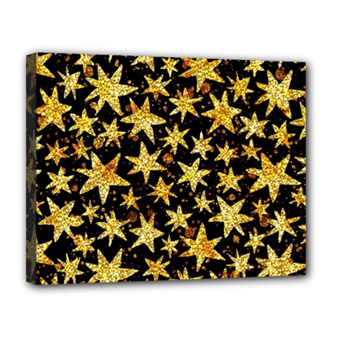 Shiny Glitter Stars Canvas 14  X 11  (stretched) by uniart180623