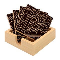 Circuit Hexagonal Geometric Pattern Background Pattern Bamboo Coaster Set by Ndabl3x