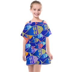 Sea Fish Illustrations Kids  One Piece Chiffon Dress by Mariart