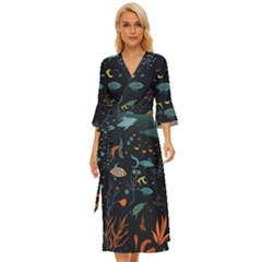 Underwater Ocean Animals Sea Midsummer Wrap Dress by Simbadda