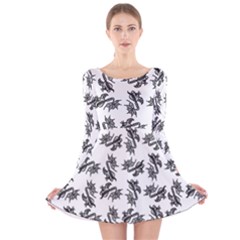 Alien Creatures Dance Pattern Long Sleeve Velvet Skater Dress by dflcprintsclothing