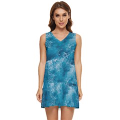 Blue Water Speech Therapy Tiered Sleeveless Mini Dress by artworkshop