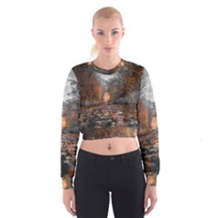 Breathe In Nature Background Cropped Sweatshirt by artworkshop