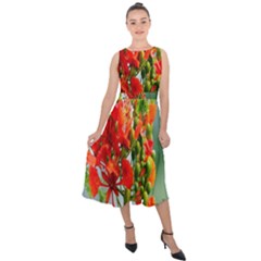 Gathering Sping Flowers Wallpapers Midi Tie-back Chiffon Dress by artworkshop