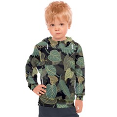 Autumn Fallen Leaves Dried Leaves Kids  Hooded Pullover by Simbadda