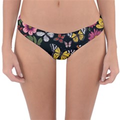 Flowers Butterfly Blooms Flowering Spring Reversible Hipster Bikini Bottoms by Simbadda