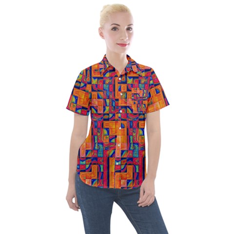 Background Graphic Beautiful Wallpaper Art Abstract Women s Short Sleeve Pocket Shirt by Simbadda