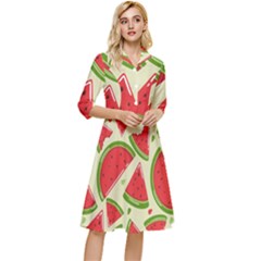 Cute Watermelon Seamless Pattern Classy Knee Length Dress by Simbadda