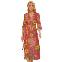 Flowers Pattern Midsummer Wrap Dress by Simbadda