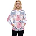 Cute Seamless Pattern With Cats Women s Lightweight Drawstring Hoodie View1