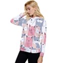 Cute Seamless Pattern With Cats Women s Lightweight Drawstring Hoodie View2