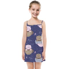 Cute Kittens Sleep Sweetly Mugs Kids  Summer Sun Dress by Simbadda