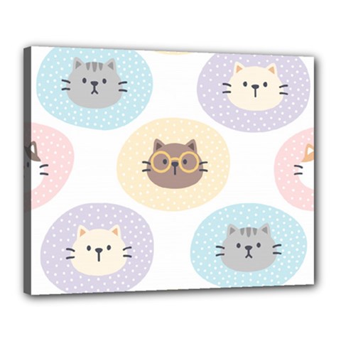 Cute Cat Seamless Pattern Background Canvas 20  X 16  (stretched) by Simbadda