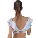 Cute Cat Seamless Pattern Background Plunge Frill Sleeve Bikini Top View2