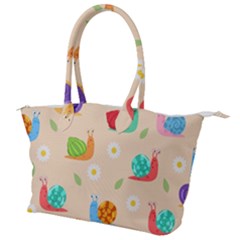 Seamless Pattern Cute Snail With Flower Leaf Canvas Shoulder Bag by Simbadda