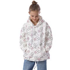 Cute Pattern With Easter Bunny Egg Kids  Oversized Hoodie by Simbadda