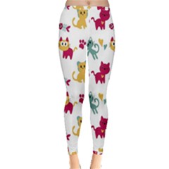 Pattern With Cute Cats Inside Out Leggings by Simbadda