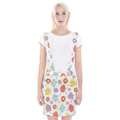 Easter Seamless Pattern With Cute Eggs Flowers Braces Suspender Skirt by Simbadda