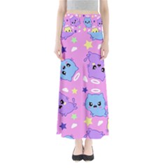 Seamless Pattern With Cute Kawaii Kittens Full Length Maxi Skirt by Simbadda