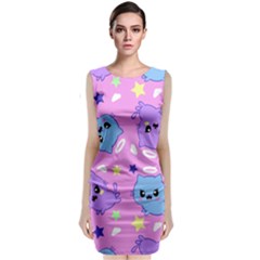 Seamless Pattern With Cute Kawaii Kittens Classic Sleeveless Midi Dress by Simbadda