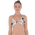 Cute Cat Kitten Cartoon doodle Seamless Pattern Halter Neck Bikini Top View1