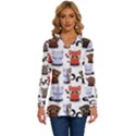 Seamless Pattern With Cute Little Kittens Various Color Long Sleeve Drawstring Hooded Top View1