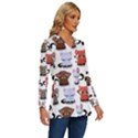 Seamless Pattern With Cute Little Kittens Various Color Long Sleeve Drawstring Hooded Top View3