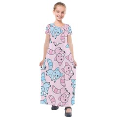 Children Pattern Design Kids  Short Sleeve Maxi Dress by Simbadda