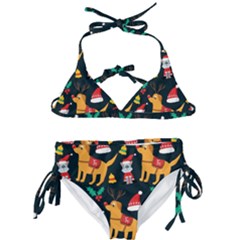 Funny Christmas Pattern Background Kids  Classic Bikini Set by Simbadda