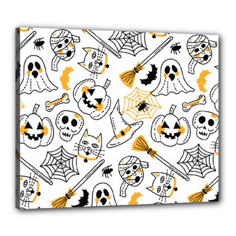 Funny Hand Drawn Halloween Pattern Canvas 24  X 20  (stretched) by Simbadda