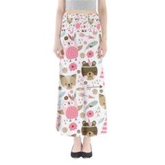 Pink Animals Pattern Full Length Maxi Skirt by Simbadda