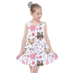 Pink Animals Pattern Kids  Summer Dress by Simbadda