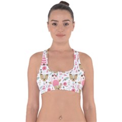 Pink Animals Pattern Cross Back Hipster Bikini Top  by Simbadda