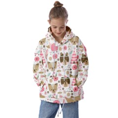 Pink Animals Pattern Kids  Oversized Hoodie by Simbadda