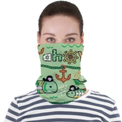 Seamless Pattern Fishes Pirates Cartoon Face Seamless Bandana (adult) by Simbadda