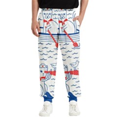 Nautical Cats Seamless Pattern Men s Elastic Waist Pants by Simbadda